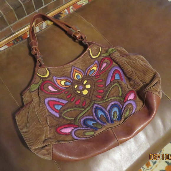 Lucky Brand Handbags - Lucky Brand Embroidered Corduroy Bag